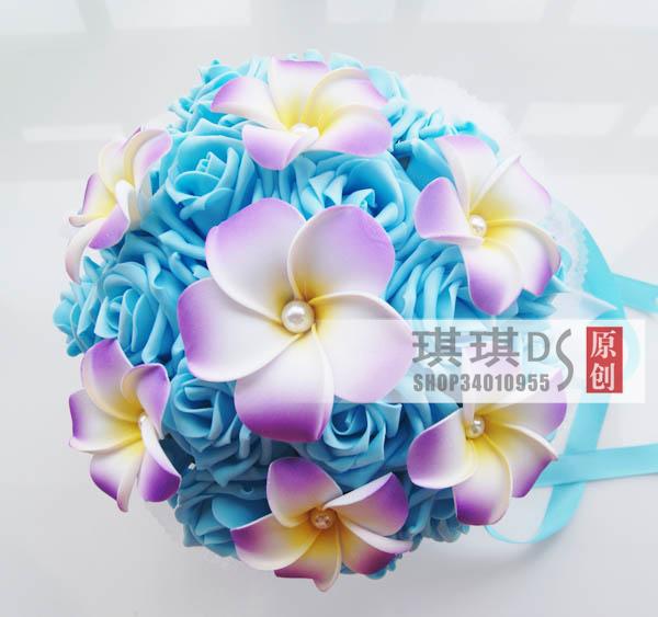Free shipping , New  blue egg flower Wedding Bride 's Beautiful Romantic Elegant Colorful Bouquets ,114