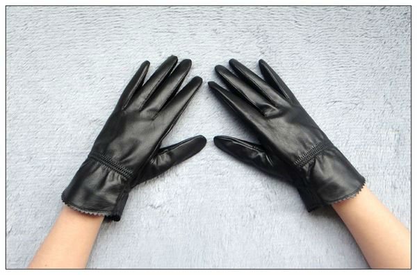 Free Shipping New Brand High Quality Warm Soft Lined Ladies Genuine Leather Gloves For Winter w0005
