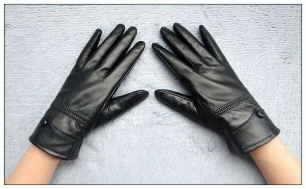 Free Shipping New Brand High Quality Warm Soft Lined Ladies Genuine Leather Gloves For Winter w0008
