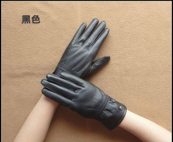 Free Shipping New Brand High Quality Warm Soft Lined Ladies Genuine Leather Gloves For Winter w0032