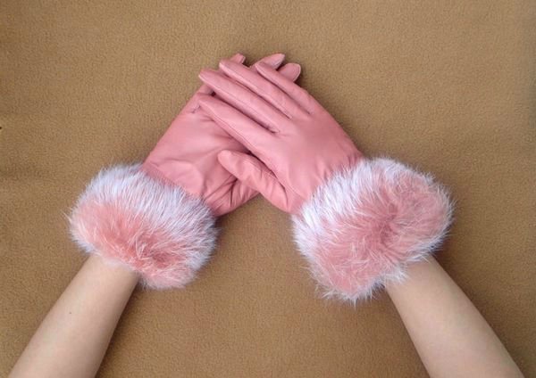 Free Shipping New Brand High Quality Warm Soft Lined Ladies Genuine Leather Gloves For Winter w0034