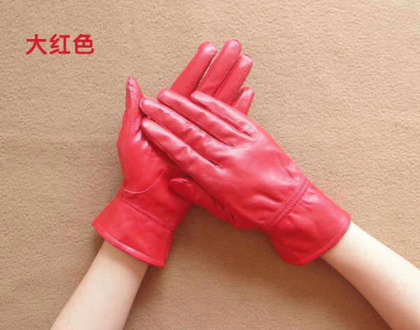 Free Shipping New Brand High Quality Warm Soft Lined Ladies Genuine Leather Gloves For Winter w0039
