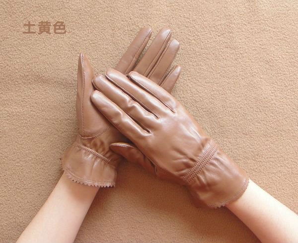 Free Shipping New Brand High Quality Warm Soft Lined Ladies Genuine Leather Gloves For Winter w00391