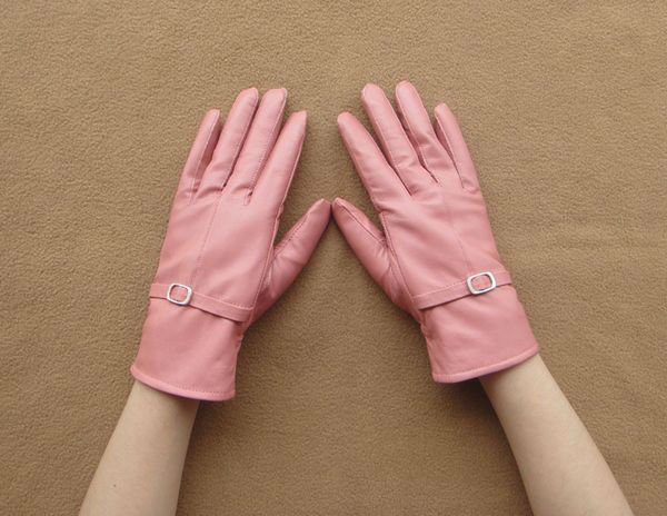 Free Shipping New Brand High Quality Warm Soft Lined Ladies Genuine Leather Gloves For Winter w0048