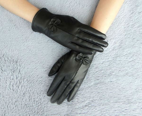 Free Shipping New Brand High Quality Warm Soft Lined Ladies Genuine Leather Gloves For Winter w0069