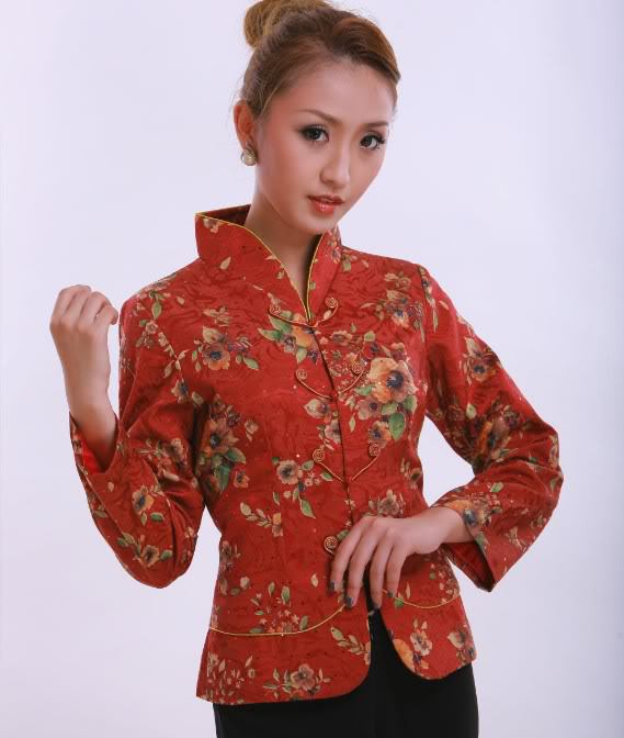 Free Shipping New Charming Chinese Women's silk jacket /coat Red SZ S M L XL XXL XXXL WJ6660