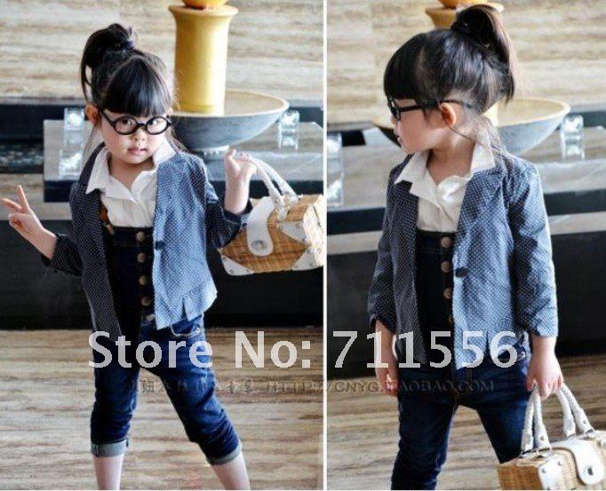 Free shipping new children bule denim jeans cheap 3-7 yrs old baby girls kids jeans size#90-130