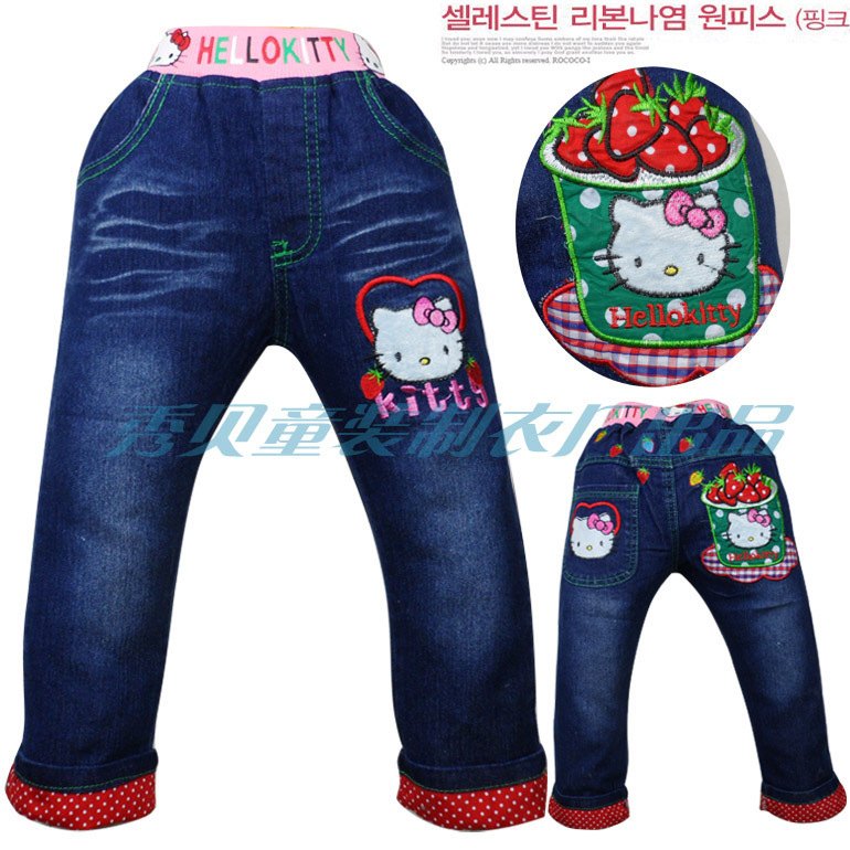 Free shipping NEW children's jeans(5pcs/1lot)100% cotton cartoon clothing girls jeans Mickey pattern children's clothing