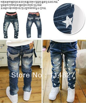 Free shipping ,New children's personality tiny spot cowboy jeans/ pants ,5pcs/lot