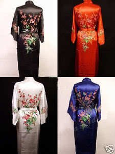 Free shipping NEW Chinese Sleepwear 4 wholesale Chinese Silk Women's Kimono Robe Gown