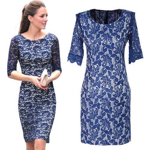 Free Shipping New Collection 2012 Spring Autumn Evening Lace Dress Slim Fit Stars Elegance Plus Size Knee-Length  Dress N1527