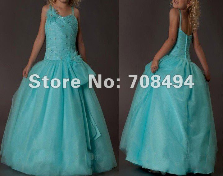 Free shipping new colorful style spaghetti strap beading cute Flower Girl Dresses for the flower girl children-perfect gowns