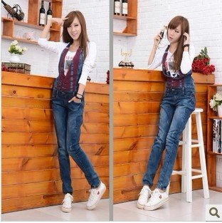 Free shipping new coveralls overalls, lovely of cultivating piece jeans, women's suspenders-G213