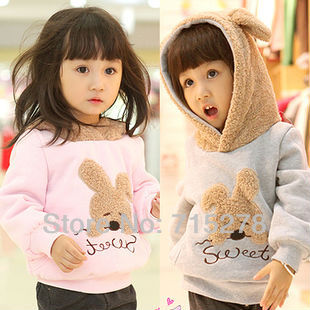 Free shipping New Cute Kids Toddlers babys lovely rabbit Sweatshirts Girls Long Sleeve Hoodies Size 2-7 Years