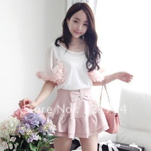 Free shipping! New design fashion Ladies cotton sweet pink solid bow mini boot cut shorts!D4002