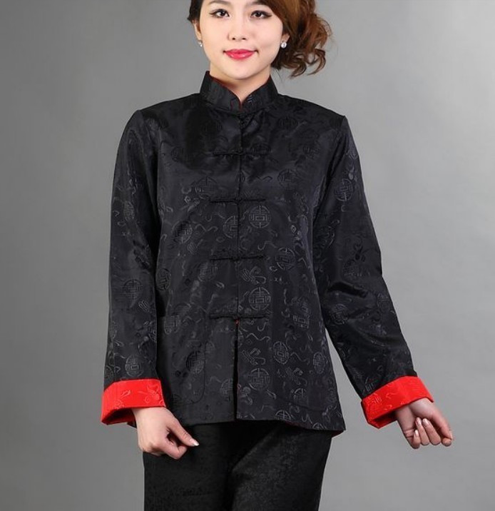 Free Shipping New Double face Chinese women's silk jacket Black/ Red SZ S M L XL XXL XXXL WJ6650