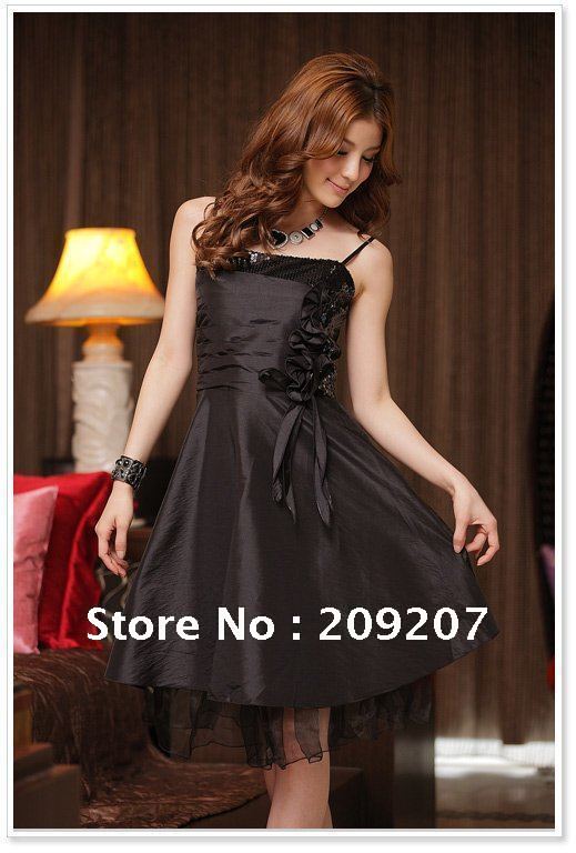 Free shipping! New  dress flowers sequins black Wholesale and Retail