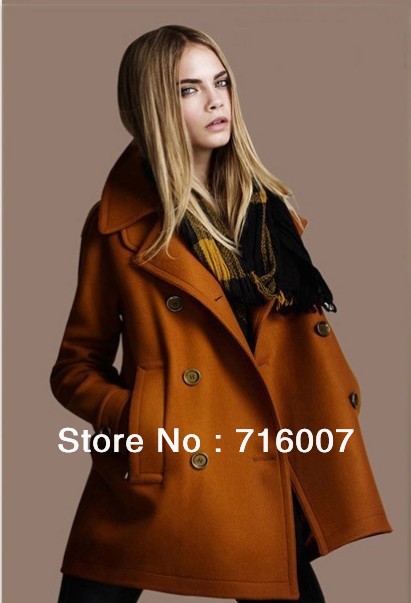 Free shipping new fashion 2012 winterLadies European and American moral temperament Lapel double breasted wool coat jacket