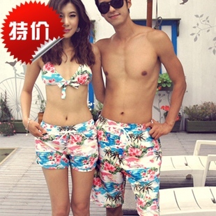 free shipping new fashion 2013 lovers beach pants beach pants pink male Women
