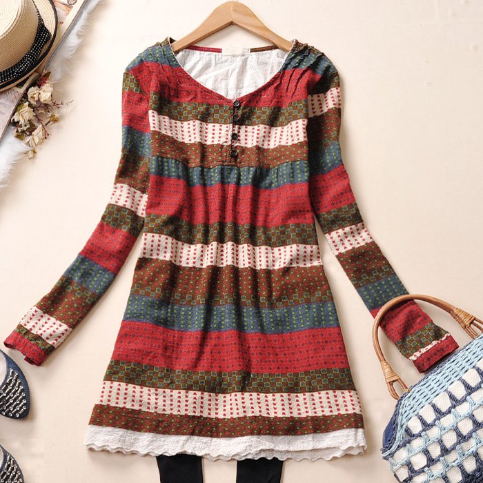 Free shipping new fashion 2013 spring women's vintage national trend slim all-match long-sleeve dress 302q889