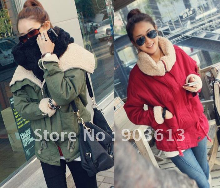 Free shipping new fashion berber fleece thickening cotton-padded lacing wadded jacket outerwear overcoat