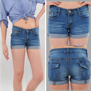 Free Shipping New Fashion Best Selling  2013 female jeans shorts women's distrressed roll up hem shorts