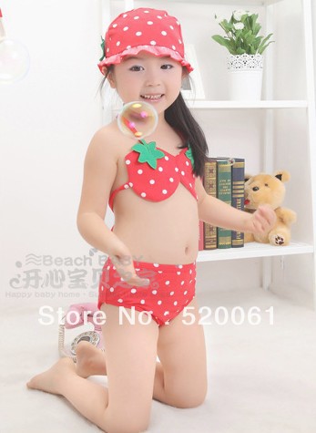 Free shipping~New fashion bikini, kids swimsuit and swimsuit baby, red color,2T~6T, baby clothing and swimwear girl