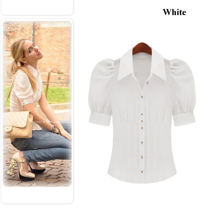 Free shipping New fashion Blouses and Shirts women summer short sleeve tops Chiffon blouse tops lovely sexy coat