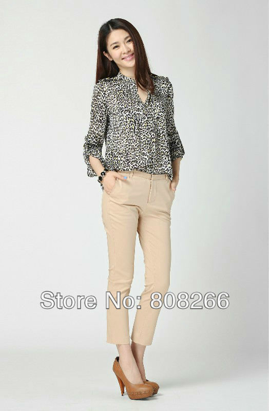 Free shipping new fashion blouses shirts for women 2013 hot leopard women blouse shirt