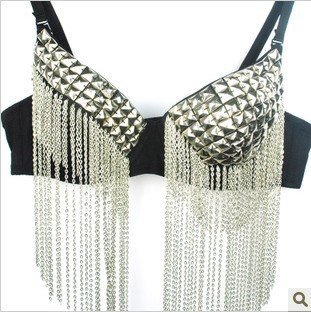 Free Shipping New Fashion  Bra Women Party Disco Spike Stud Design Bra Metallic Punk Dance Bra Wholesale 20pcs/lot