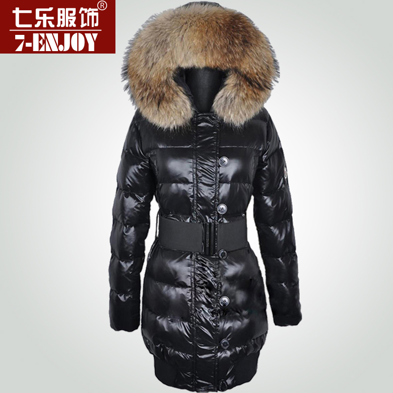 FREE SHIPPING  NEW fashion brand Large fur collar brief all-match medium-long down coat /jacket/winter coat/winter jacket,S-XL