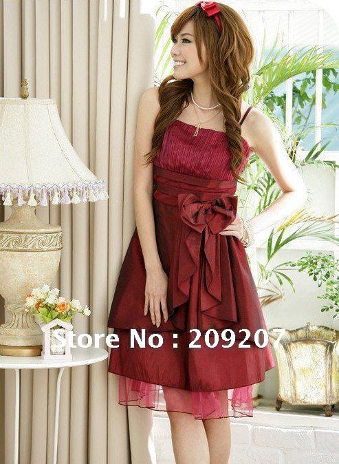 Free Shipping! New fashion cocktail dress red bow decoration wholesale and retail of large size S - XXXL