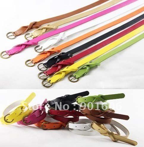 Free Shipping++New Fashion Cross Buckle Waistband PU Leather Thin Belt,Low price high quality
