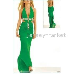 Free Shipping New Fashion Halter Neck Simple Evening Dress,Prom Dress in Green Color