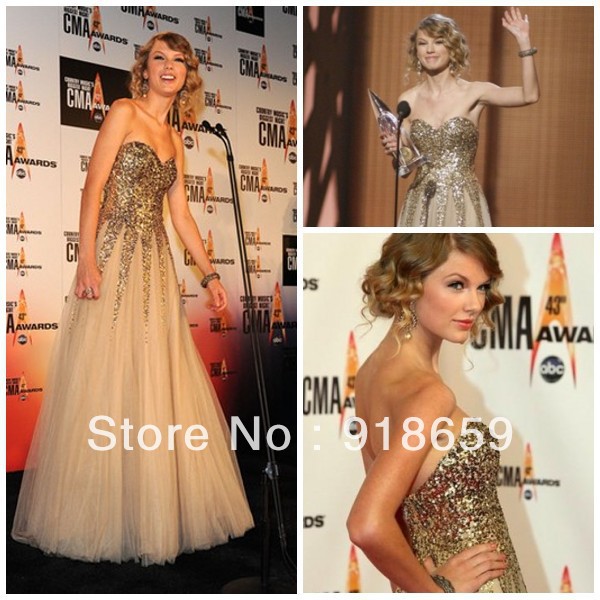 Free shipping new fashion high quality gold celebrity dresses