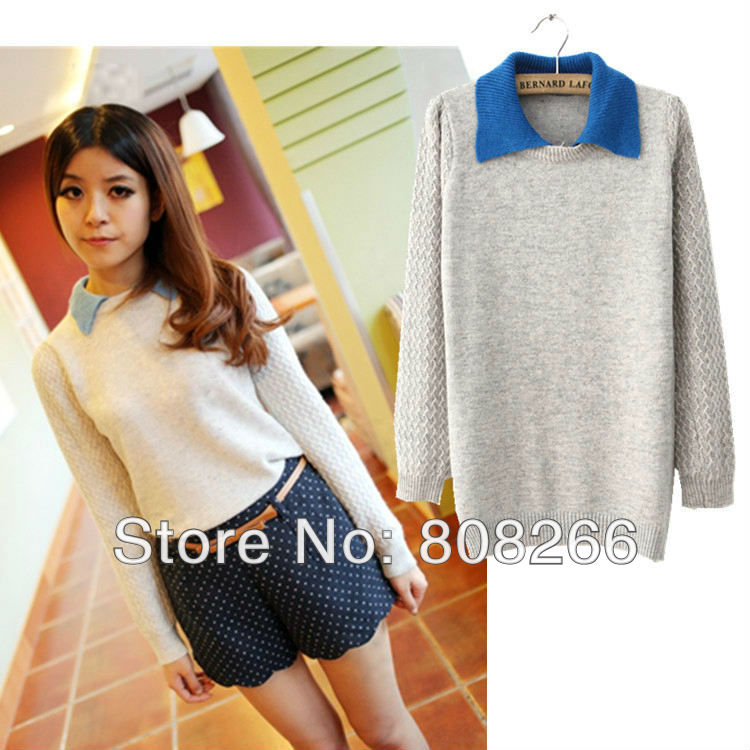 free shipping new fashion knitted pullover long sleeve vintage sweaters for women 3 colors