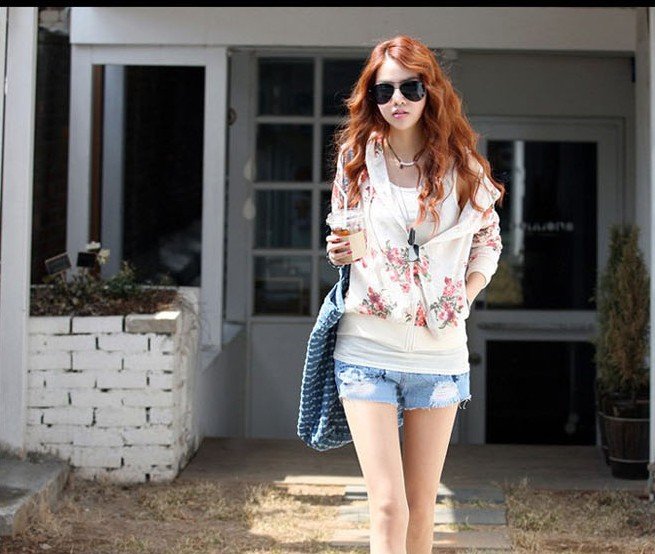 Free Shipping New Fashion Print Shorts 2012 Women Jeans Shorts Denim Short Pants