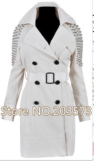 Free shipping New fashion rivet   lady coat with belt  Celebrity coat   Trench Coat Winderbreak Jacket  EC041