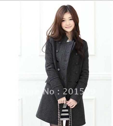 Free shipping new fashion windbreaker Womens wool coat long dress outerwear jacket ladies winter trench coat Double-breasted