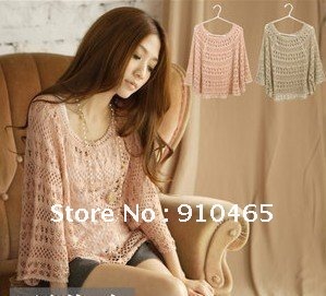 Free Shipping New Fashion Women Long Sweater Hollow Shawl Knitwear Cardigan Cloak Wholesale 1Pcs/Lot