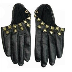 Free shipping New fashion women rivet Gloves Half palm glove for party faux leather perform gloves