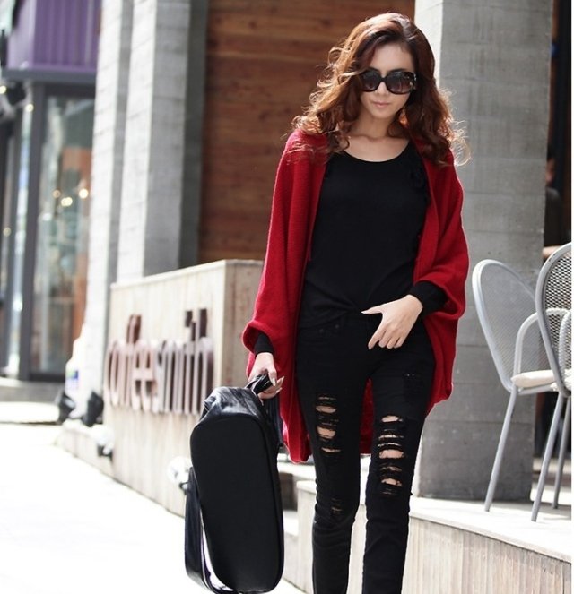 Free Shipping ! New Fashion Women's   Cardigans   Cape coat sweater/ lady long sleeve stripe leisure suit