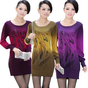 Free Shipping New Fashion  women's cashmere sweater,Long sweater dress long Big size S-3XL