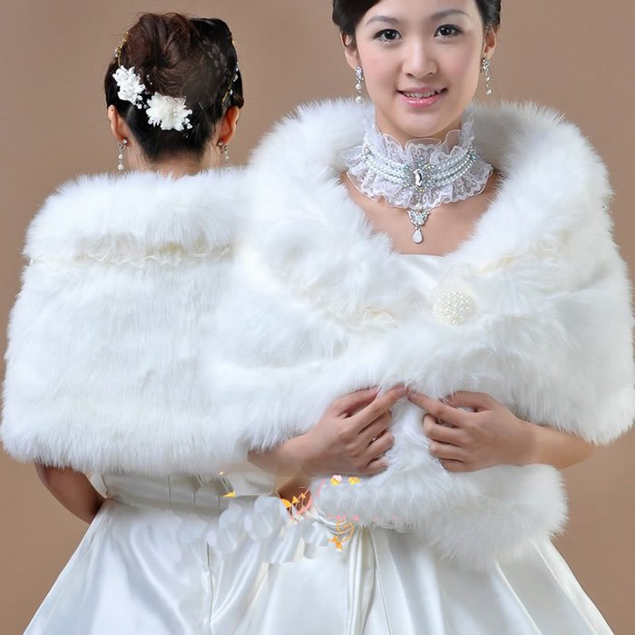Free shipping New fashion women's ladies faux fur coat bridal wrap shrug shawl ivory wedding dress gown winter scarves Spring