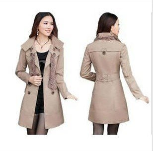 FREE SHIPPING,new fashion,Women's Slim Fit Double-breasted Trench  long Outwear with scarve#M074