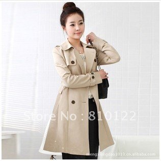 Free shipping new Fashion Women Slim Double-breasted Coat,Casual jacket Long Outwear