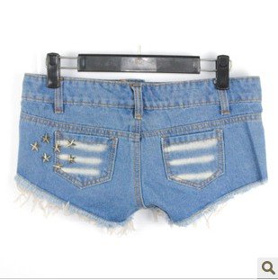 Free Shipping New Fashion Women Studs Rivet Short Jeans Lady Denim High-waist Shorts