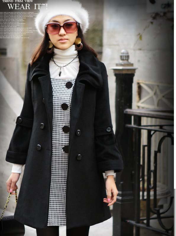 Free shipping new fashion women wool coat winter outdoor trench coat outerwear overcoat leisure windbreaker double breasted coat