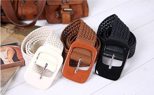 Free Shipping!new fashion  womens decoration voven leather belt   white /black/coffee  3colors 6pcs/lot