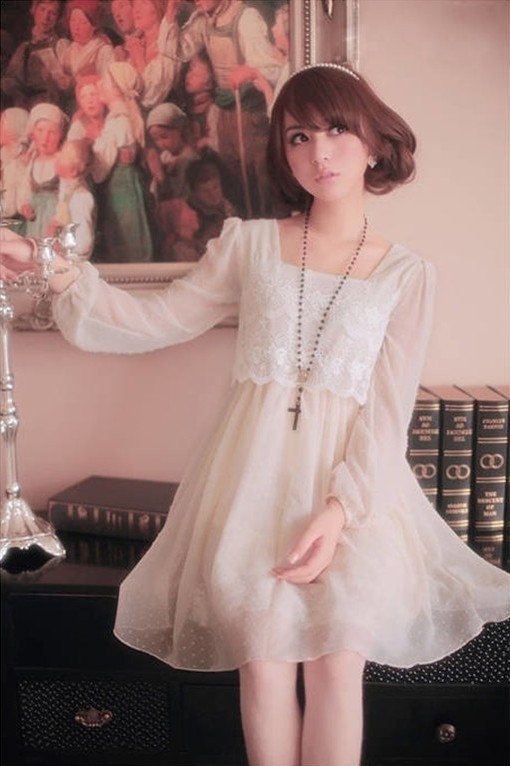 Free Shipping ,new fashion,Womens Graceful Lace Chiffon Dress,Spring and summer Wholesale 1Pcs/Lot